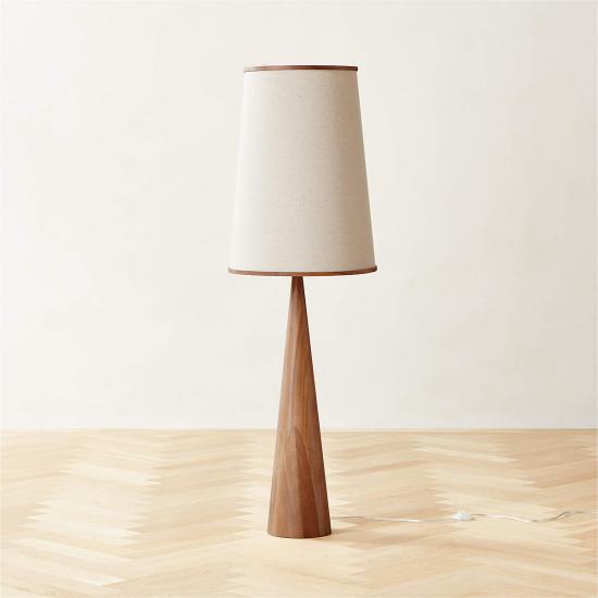 Bruna Walnut Wood and Linen Floor Lamp