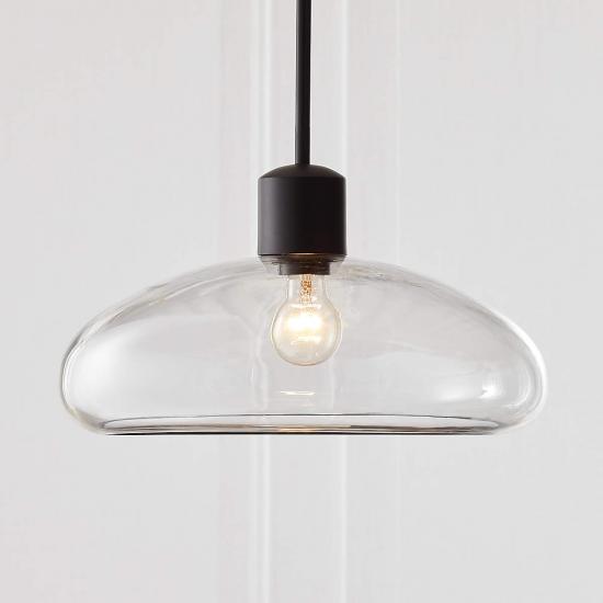 Iona Matte Black and Clear Glass Pendant Light