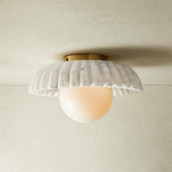 Ariel Fluted Marble Flush Mount Light