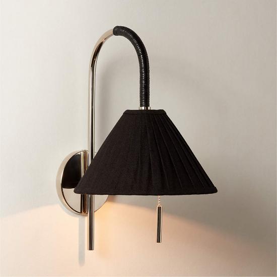 Pogo Polished Nickel and Black Cane Wall Sconce