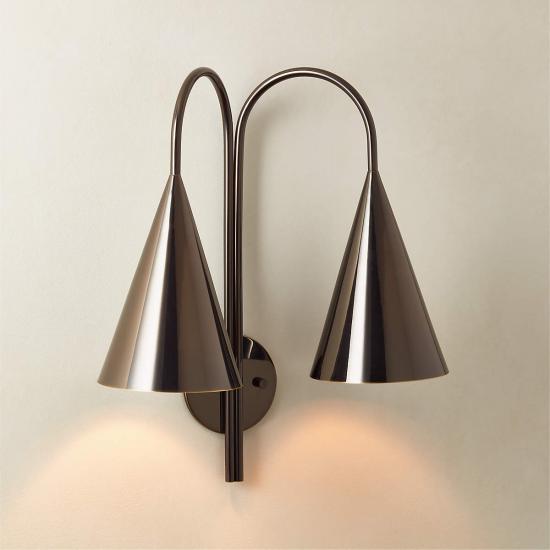 Piffle Double Blackened Brass Wall Sconce