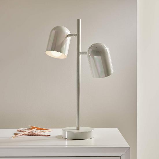 White Iridescent Touch Table Lamp