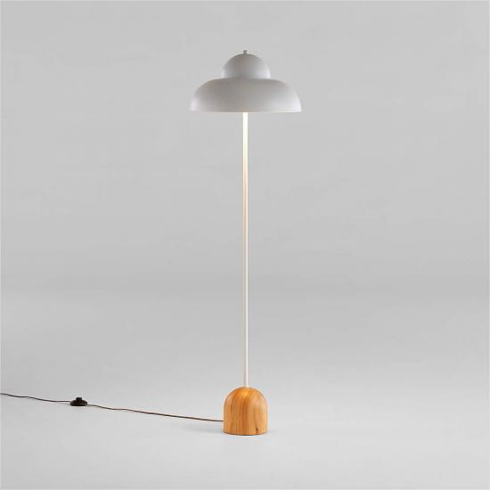 Eloise White Metal and Wood Floor Lamp