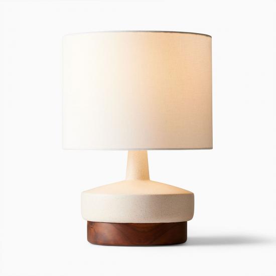 Wood & White Ceramic Table Lamp (17)