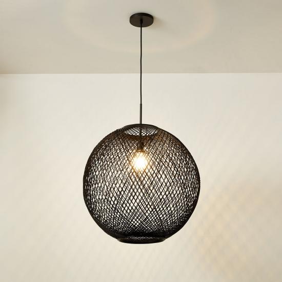 Black Wicker Globe Pendant (26)