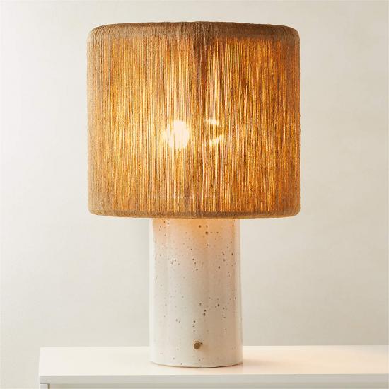 Ramble Tall White Ceramic Table Lamp with Jute Shade