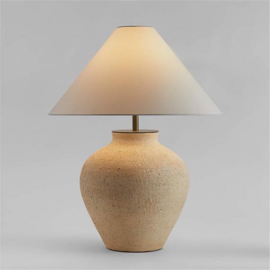 Corfu Cream Table Lamp with Linen Taper Shade