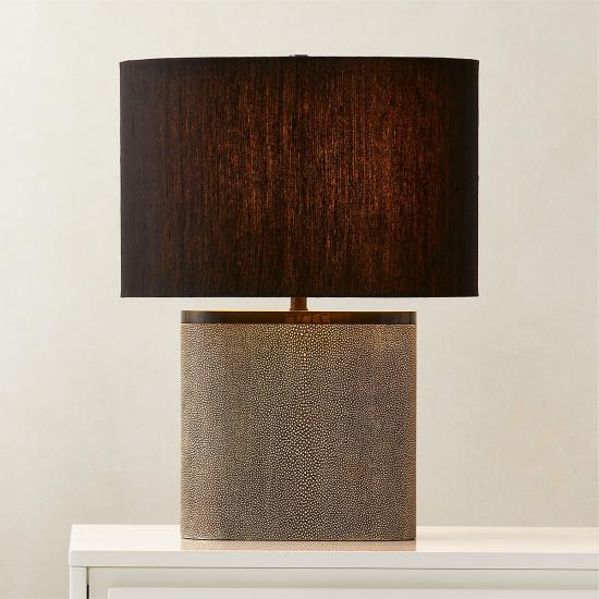 Clair Black Shagreen Table Lamp with Black Shade