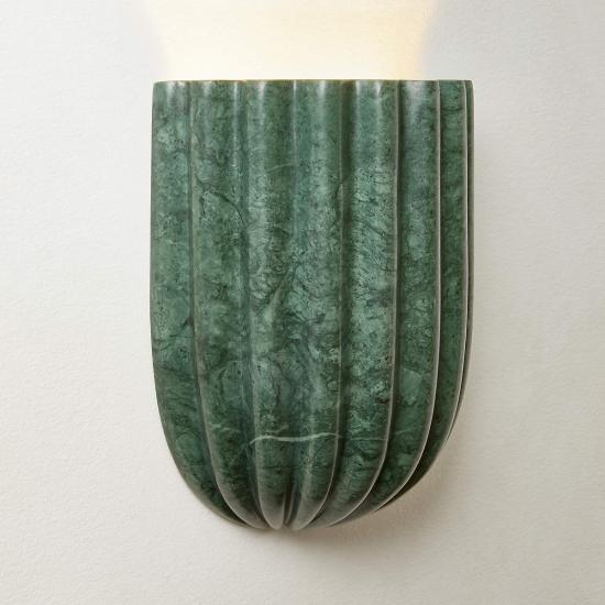 Ariel Fluted Green Marble Wall Sconce Light