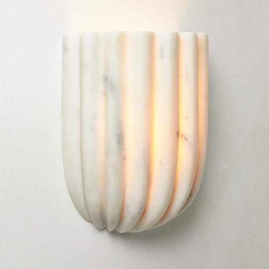 Ariel Fluted White Marble Wall Sconce Light