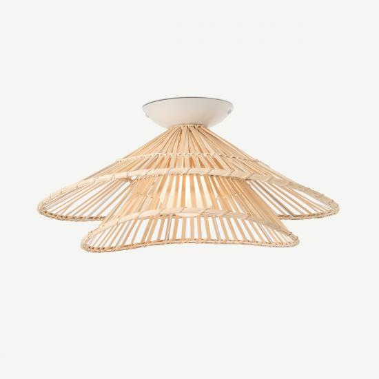 Weaver Natural Bamboo Flush Ceiling Light