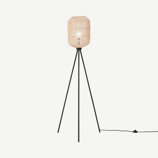 Java Natural Rattan Tripod Floor Lamp