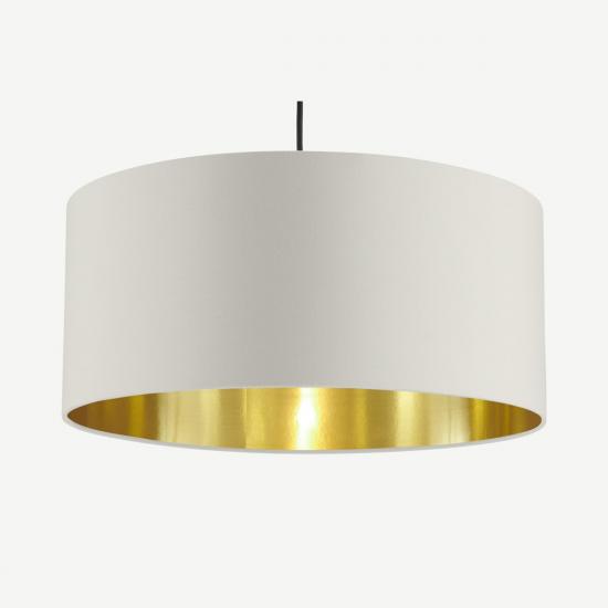 Oro 45cm White Clay & Brass Pendant Drum Lamp Shade