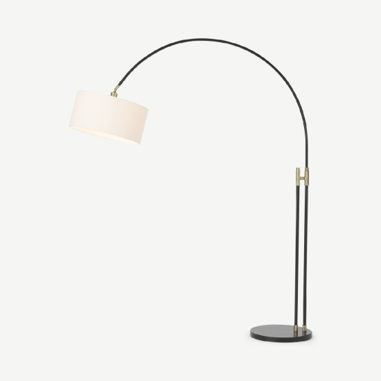 Teo Black/Antique Brass & Off-White Overreach Floor Lamp