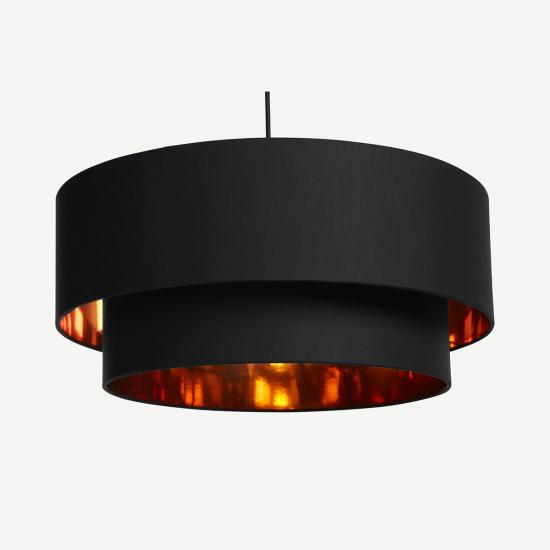 Oro 50cm Black and Copper Layered Pendant Drum Lamp Shade