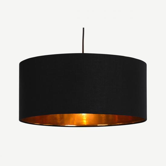 Oro 45cm Black & Copper Pendant Drum Lamp Shade