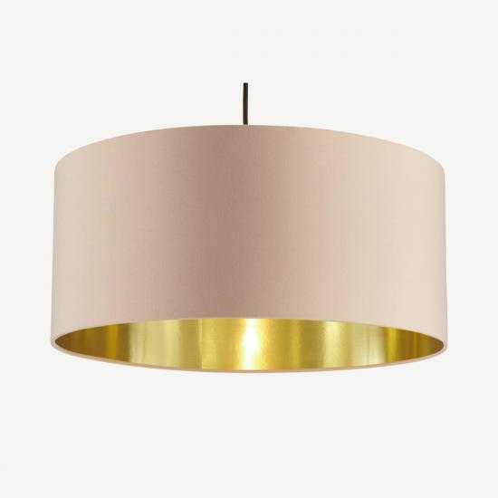 Oro 45cm Pink & Brushed Brass Pendant Drum Lamp Shade