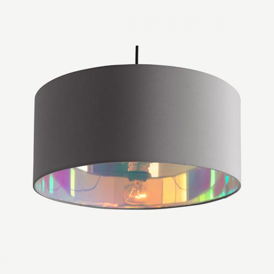 Oro 45cm Grey & Iridescent Pendant Drum Lamp Shade