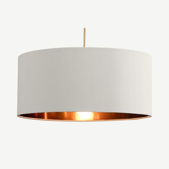 Oro 45cm White Clay & Copper Pendant Drum Lamp Shade