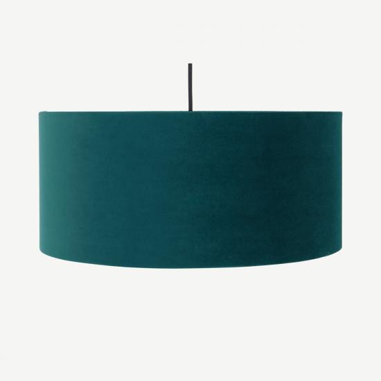 Carmella 45cm Peacock Blue Velvet Drum Lamp Shade