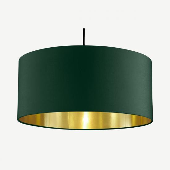 Oro 45cm Green & Brushed Brass Pendant Drum Lamp Shade