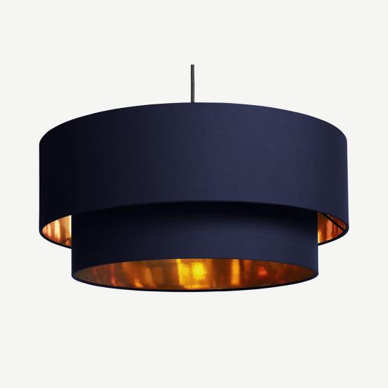 Oro 50cm Navy & Copper Layered Pendant Drum Lamp Shade