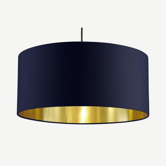 Oro 45cm Navy & Brass Pendant Drum Lamp Shade