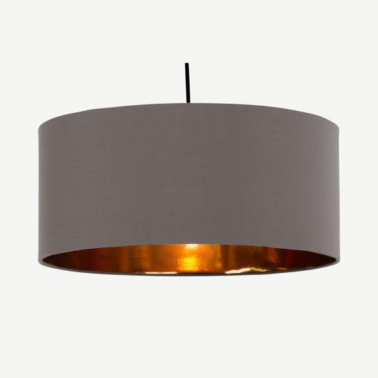 Oro  45cm Grey & Copper Pendant Drum Lamp Shade