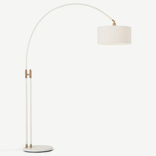 Teo Muted Grey/Antique Brass & Off-White Overreach Floor Lamp