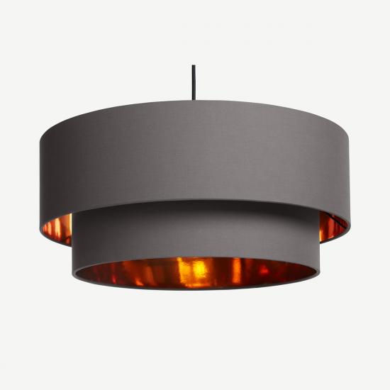 Oro 50cm Grey and Copper Layered Pendant Drum Lamp Shade