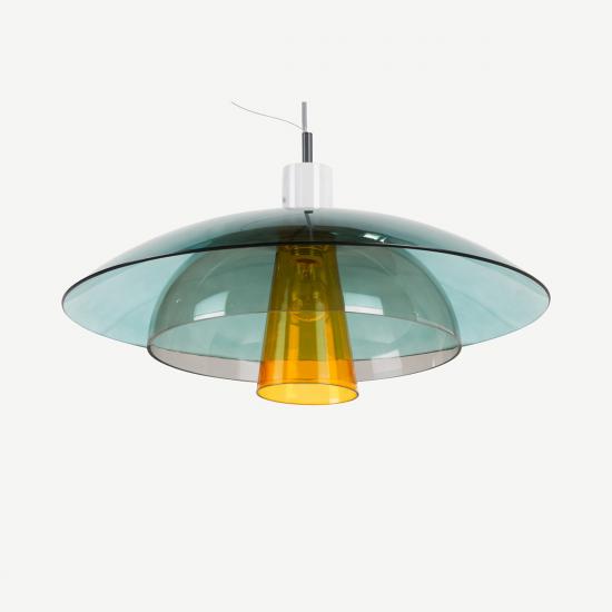 Lab Teal, Deep Grey and Mustard Ceiling Pendant