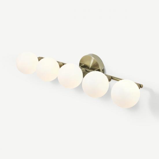 Miwa Antique Brass & White Bathroom Wall Lamp