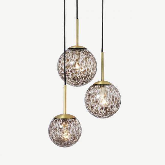 Julia Tortoiseshell Glass & Brass 3 Light Cluster Chandelier Pendant