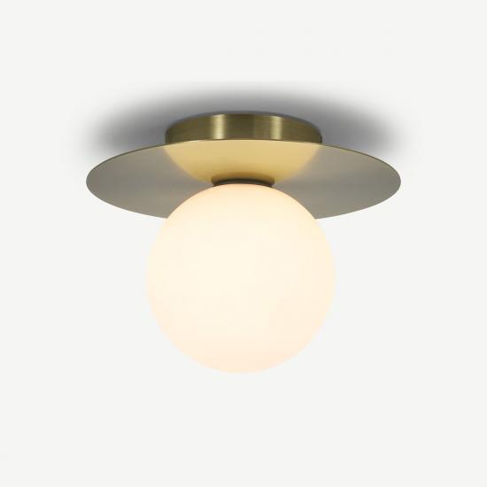 Miwa Antique Brass & White Bathroom Ceiling Flush Light