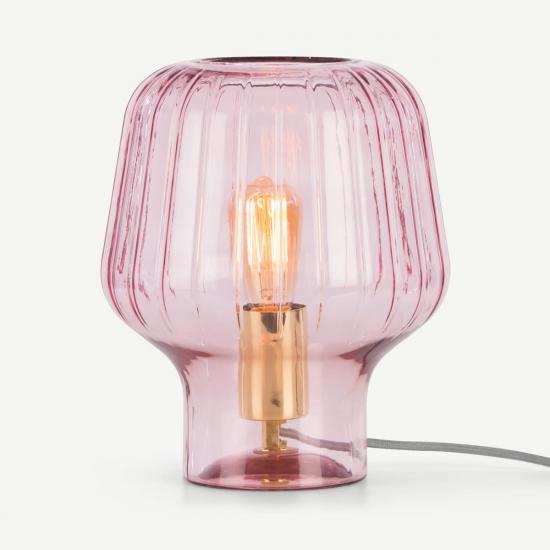 Ewer Blush Pink Glass and Polished Brass Table Lamp