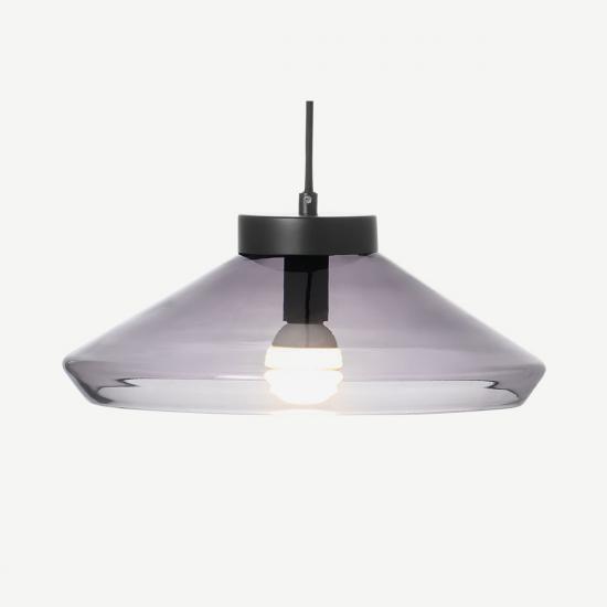 Rosu Smoked Glass & Black Ceiling Light