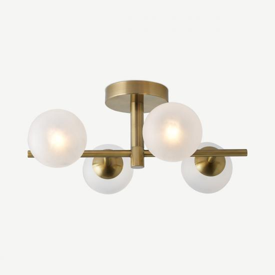 Isia Small Brushed Brass Bathroom Flush Light