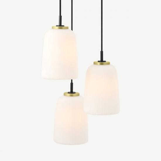 Ayala Black & Brass 3 Cluster Pendant Light