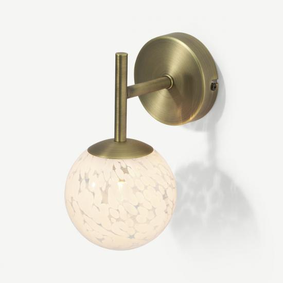 Julia White Speckled Glass & Brass Wall Lamp