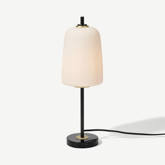 Ayala Black, Brushed Brass & Opal Glass Table Lamp