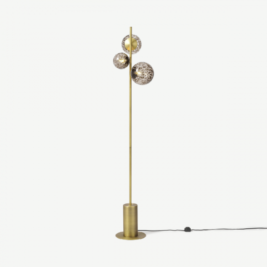 Julia Tortoiseshell Glass & Brass 3 Light Floor Lamp