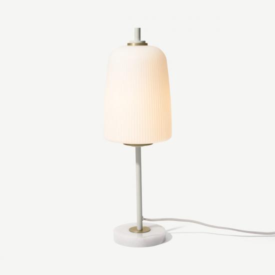 Ayala Muted Grey, Brushed Brass & Opal Glass Table Lamp