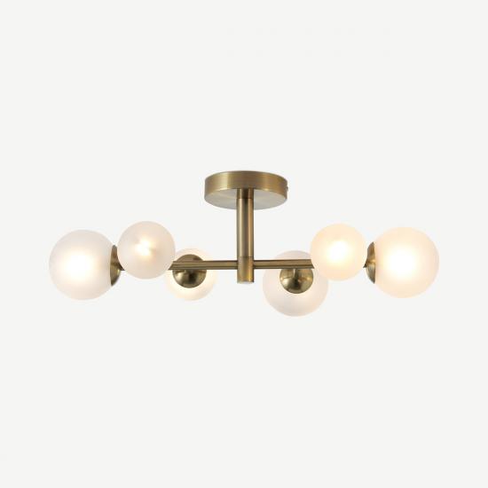 Isia Large Brushed Brass Bathroom Flush Light