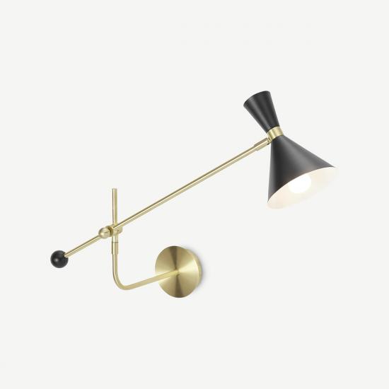 Axton Black & Brushed Brass Swing Arm Wall Lamp