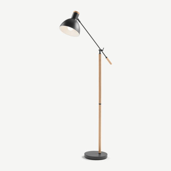 Cohen Deep Grey and American Oak Floor Lamp