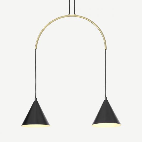 Amada Black & Antique Brass Pendant Lamp