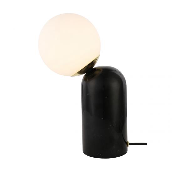 Vetro Black Marble & Brass and Opal Glass Table Lamp