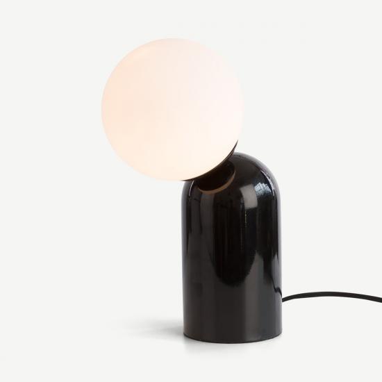 Vetro Glossy Black and Opal Glass Table Lamp