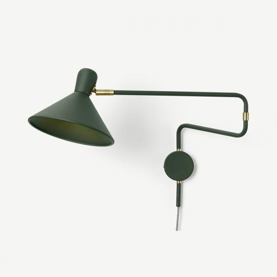 Ogilvy Green & Antique Brass Swing Arm Wall Lamp