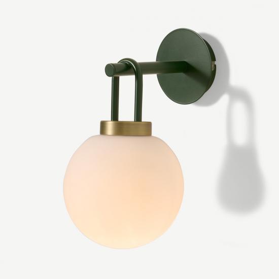 Nyro Green Glass & Antique Brass Glass Wall Lamp